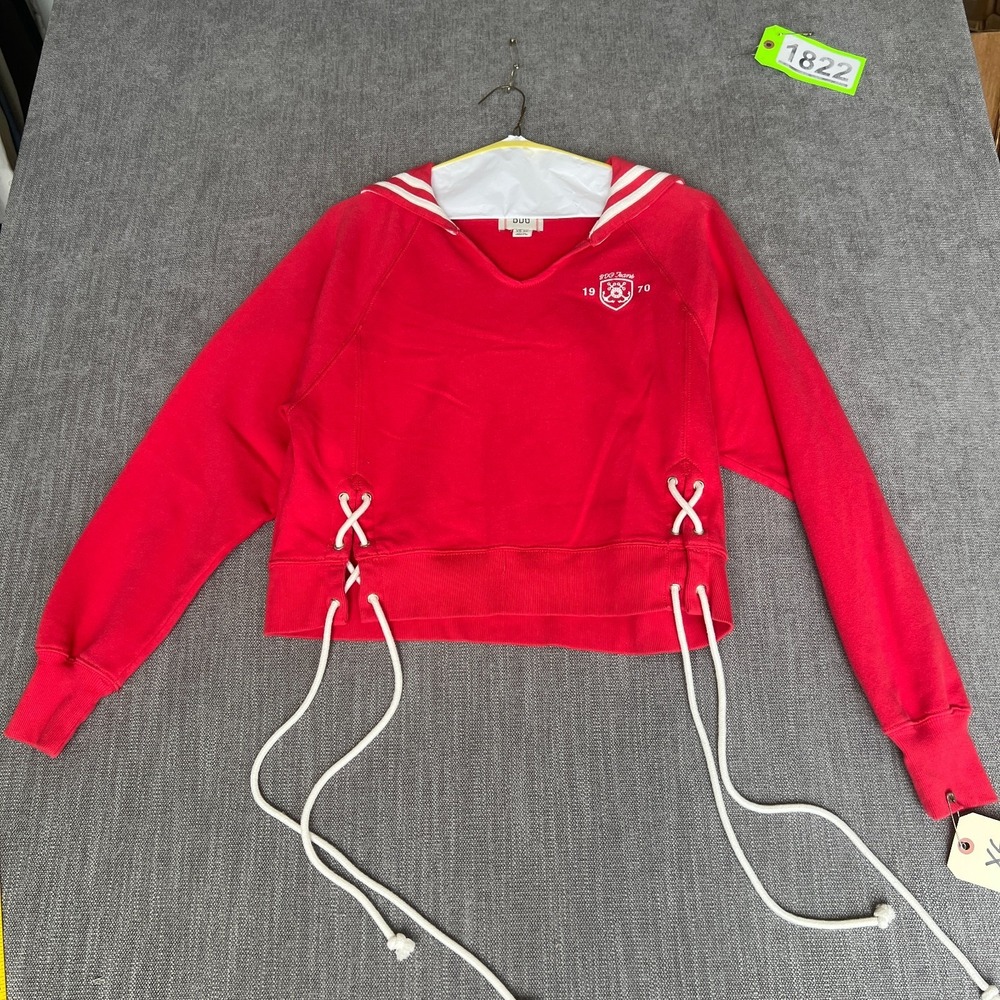 BDG Urban Outfitters Sailor Cropped Sweatshirt Womens XS Red Corset Lace Up Tie